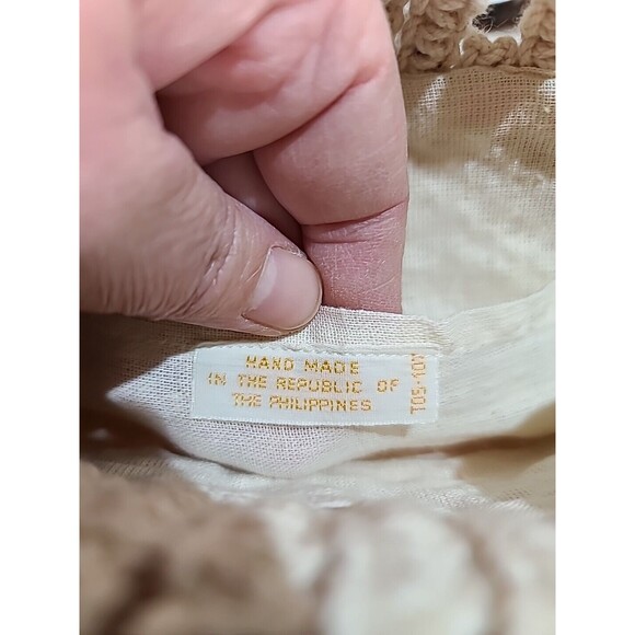 NEW NOS Vintage 1970s Handmade Macrame Purse Pocketbook Bag Wooden Handles MCM - Picture 8 of 8